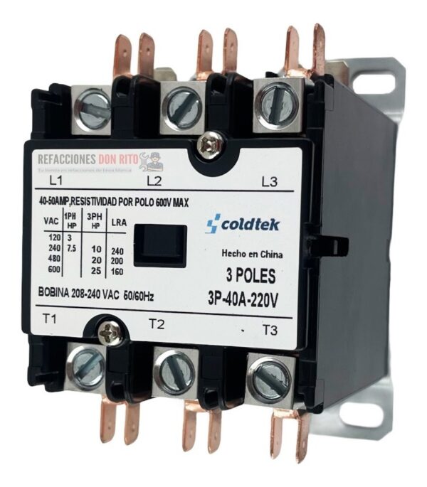 Contactor 3 Polos 220v 40 Amp Refrigeracion Aire Acondiciona - Imagen 2
