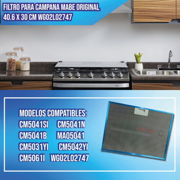 Filtro Para Campana Mabe Original 40.6x30 Cm Wg02l02747 - Imagen 2