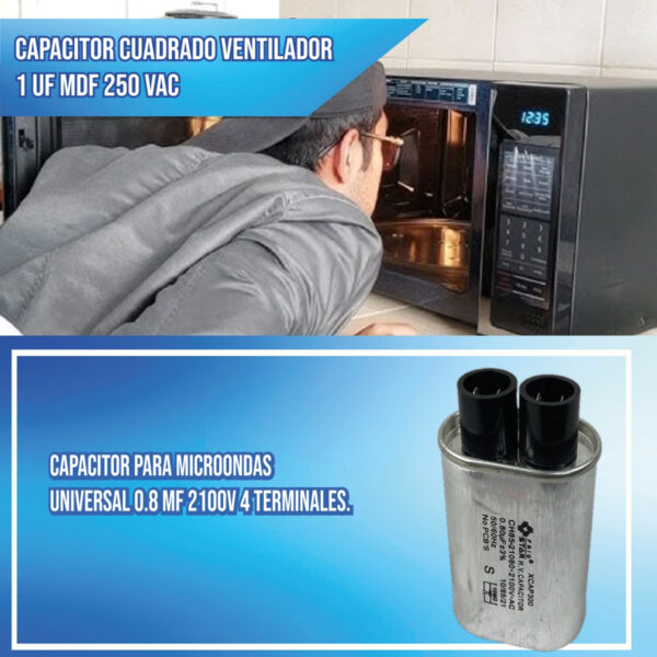 Capacitor Microondas Universal 0.8 Mf 2100v 4 Terminales - Imagen 2