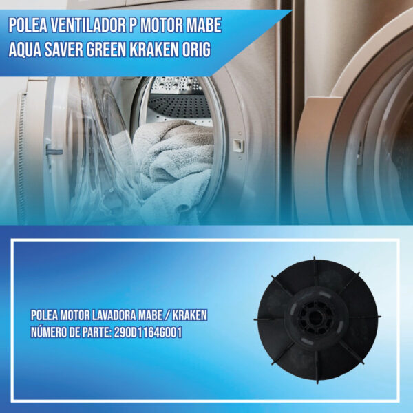 Polea Ventilador P/ Motor Mabe Aqua Saver Green Kraken Orig - Imagen 2