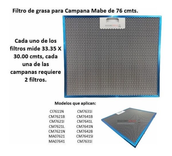 Filtro Para Campana Mabe De 76 Cm 33.35x30 Original Nuevo - Imagen 4