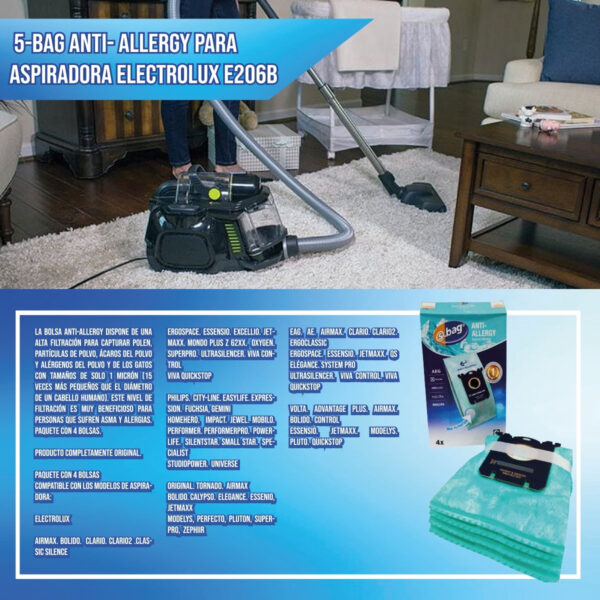 Bolsas S-bag Anti-allergy Para Aspiradora Electrolux E206b - Imagen 2