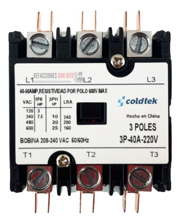 Contactor 3 Polos 220v 40 Amp Refrigeracion Aire Acondiciona - Imagen 5