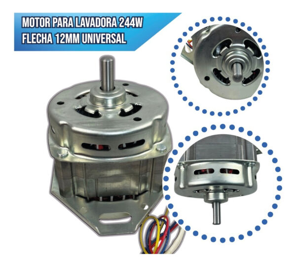 Motor Para Lavadora 244w Flecha 12mm Universal - Imagen 3
