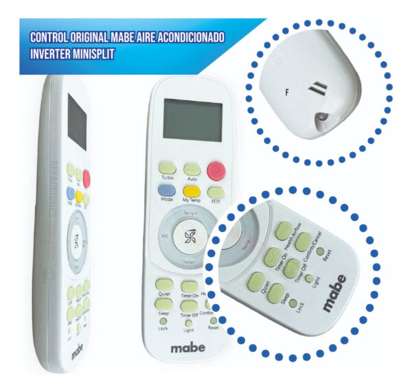 Control Original Mabe Aire Acondicionado Inverter Minisplit - Imagen 4