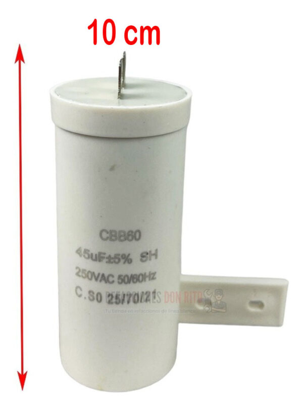 Capacitor 45 Uf Mfd Mf Para Lavadora Acros Easy Mabe Koblenz - Imagen 2