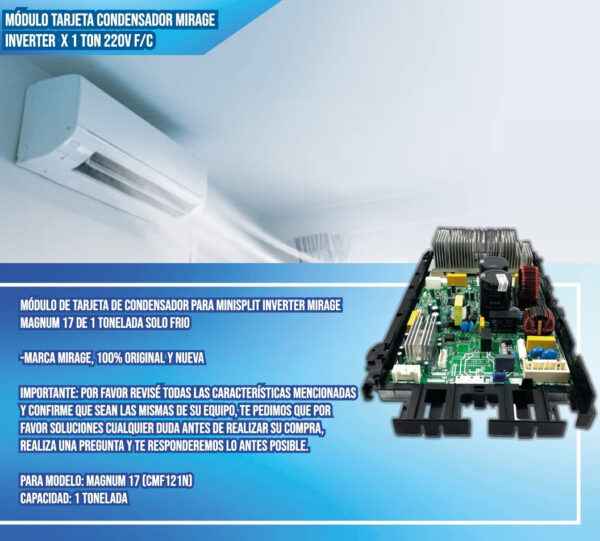 Modulo Tarjeta Condensador Mirage Inverter X 1 Ton 220v F/c - Imagen 3
