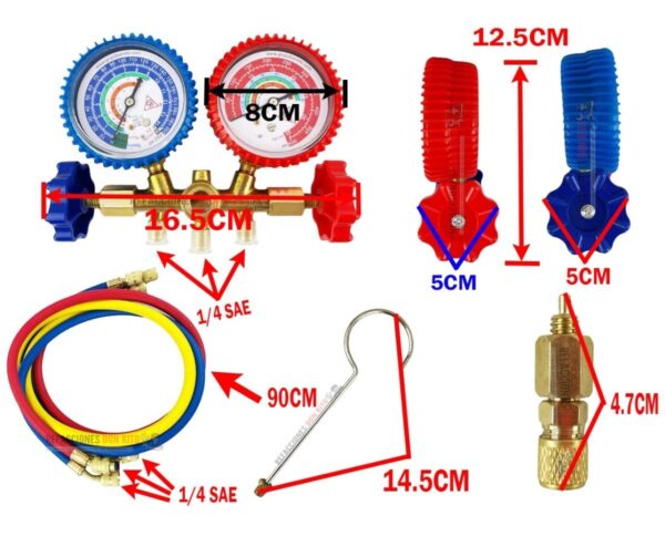 Juego Manómetros Refrigeración Manifold R134a R22 R404 R407c - Imagen 5