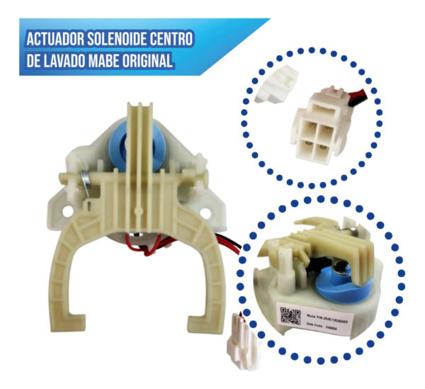 Actuador Solenoide Centro De Lavado Mabe Original - Imagen 3