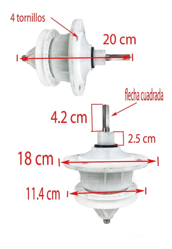 Transmisión Lav Ekt Flecha Cuadrada Polea Chica 4 Tornillo - Imagen 6