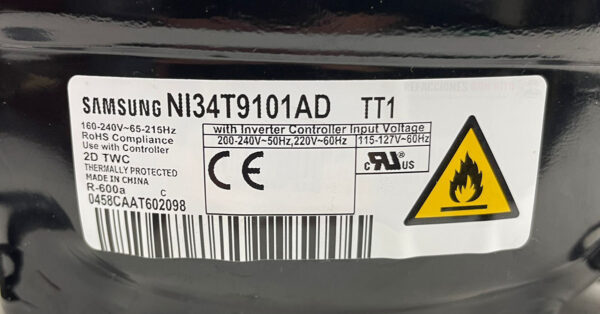 Compresor Refrigerador Samsung Inverter Ni34t9101ad Tt1 - Imagen 4