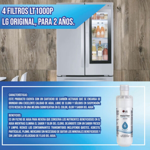 4 Filtros Lt1000p LG Original, Para 2 Años. - Imagen 2