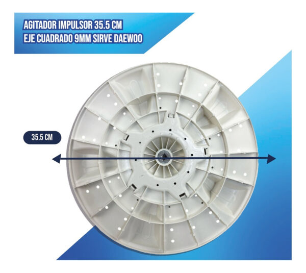 Agitador Impulsor 35.5 Cm Eje Cuadrado 9mm Sirve Daewoo - Imagen 3