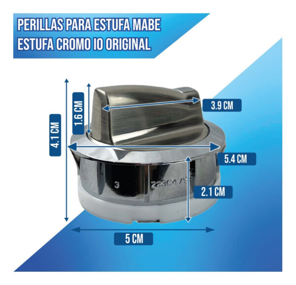 7 Perillas Para Estufa Mabe Estufa Cromo Io Original - Imagen 4