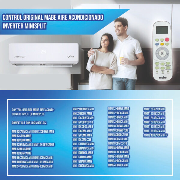 Control Original Mabe Aire Acondicionado Inverter Minisplit - Imagen 5