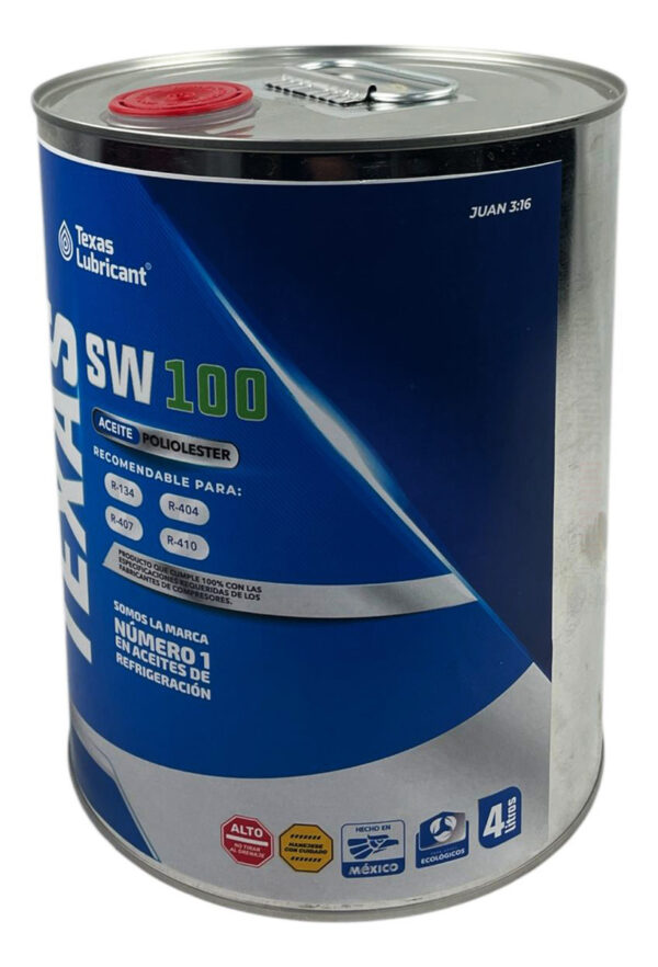 Aceite Poliolester Texas Sw100 Lata De 4 L Refrigeración - Imagen 4