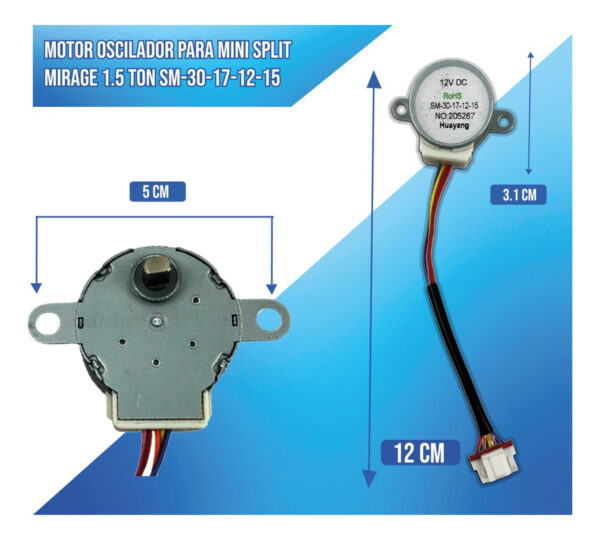 Motor Oscilador Para Minisplit Mirage 1.5 Ton Sm-30-17-12-15 - Imagen 2