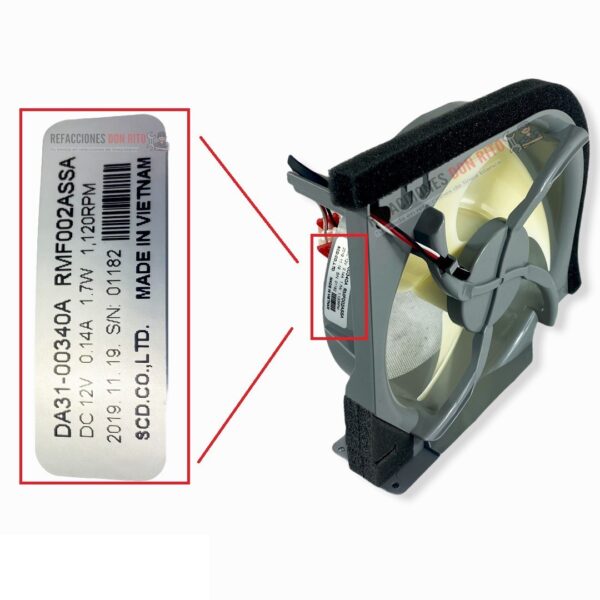 Motor Ventilador Abanico Refrigerador Samsung Original Da31-00340a Rmf002assa - Imagen 4