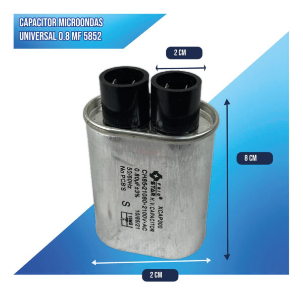 Capacitor Microondas Universal 0.8 Mf 2100v 4 Terminales - Imagen 4