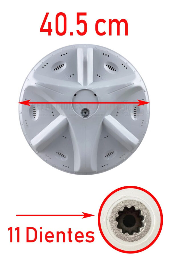 Agitador Lavadora Sirve Daewoo 40.5 Cms 11 Dientes - Imagen 6