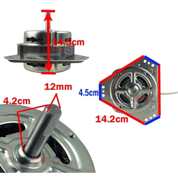 Motor Exprimido Lavadora De 2 Tinas Sirve Easy Daewoo 12mm - Imagen 6