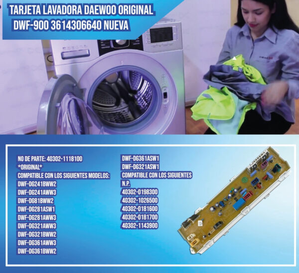Tarjeta Lavadora Daewoo Original Dwf-900 3614306640 Nueva - Imagen 4