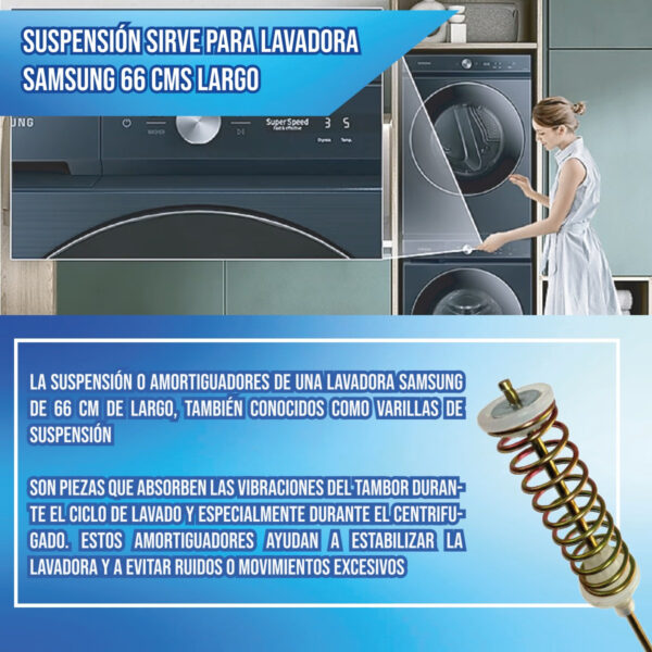 Suspensión Sirve Para Lavadora Samsung 66 Cms Largo - Imagen 3