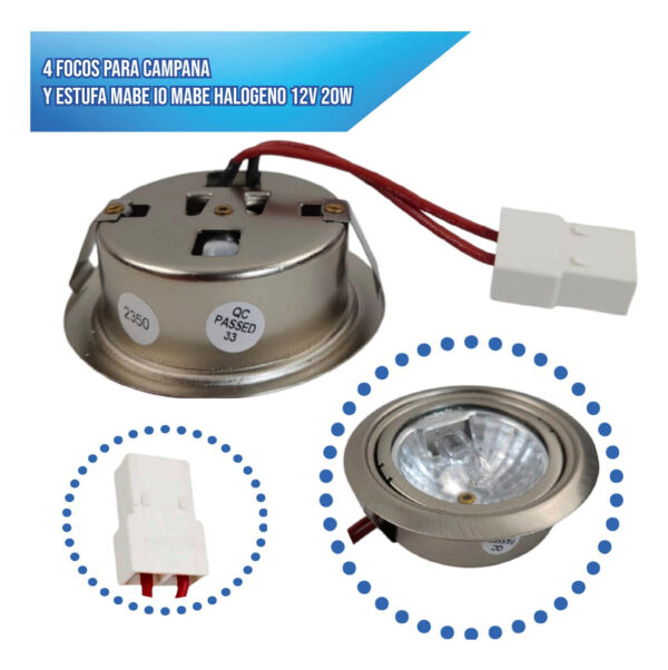2 Focos Para Campana Y Estufa Mabe Io Mabe Halogeno 12v 20w - Imagen 4