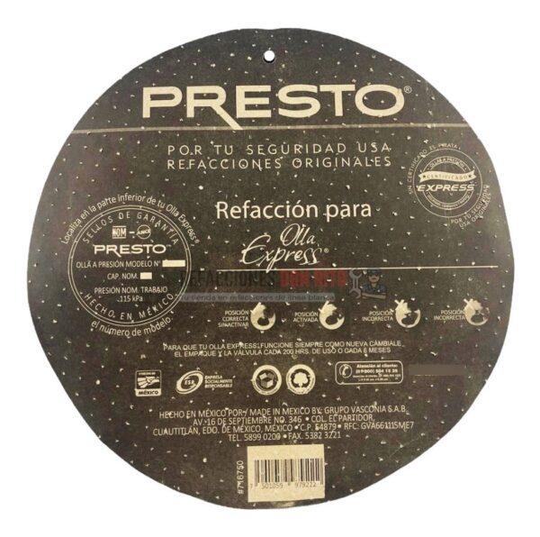 Empaque Para Olla Presto Moderno (premier) Negro - Imagen 8