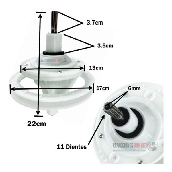 Transmision Lavadora Easy Sirve Frigidaire 11 Dientes Mabe - Imagen 4