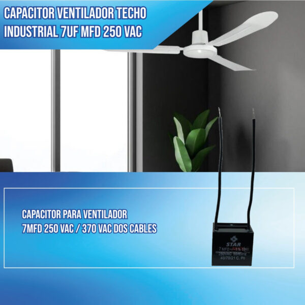 Capacitor Ventilador Techo Industrial 7uf Mfd 250vac - Imagen 4