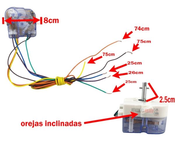 Reloj Para Lavadora De 2 Tinas 6 Cables Orejas Inclinadas - Imagen 8
