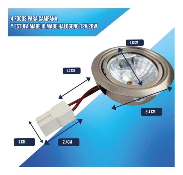 2 Focos Para Campana Y Estufa Mabe Io Mabe Halogeno 12v 20w - Imagen 5