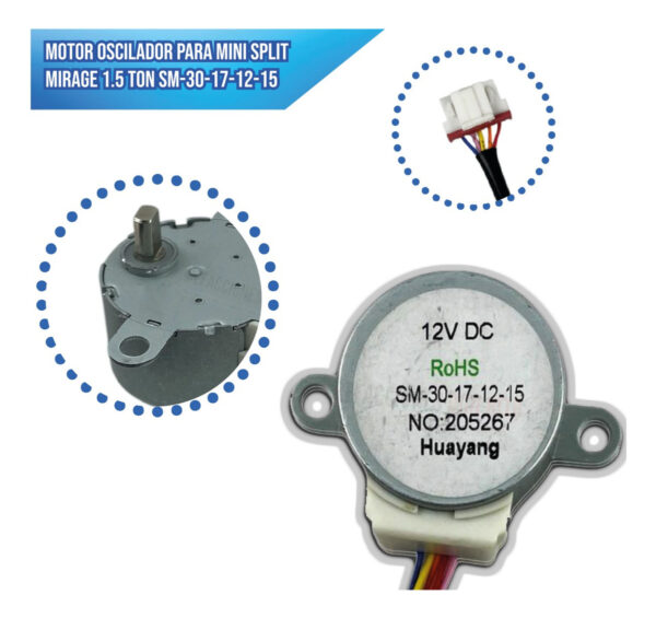 Motor Oscilador Para Minisplit Mirage 1.5 Ton Sm-30-17-12-15 - Imagen 4