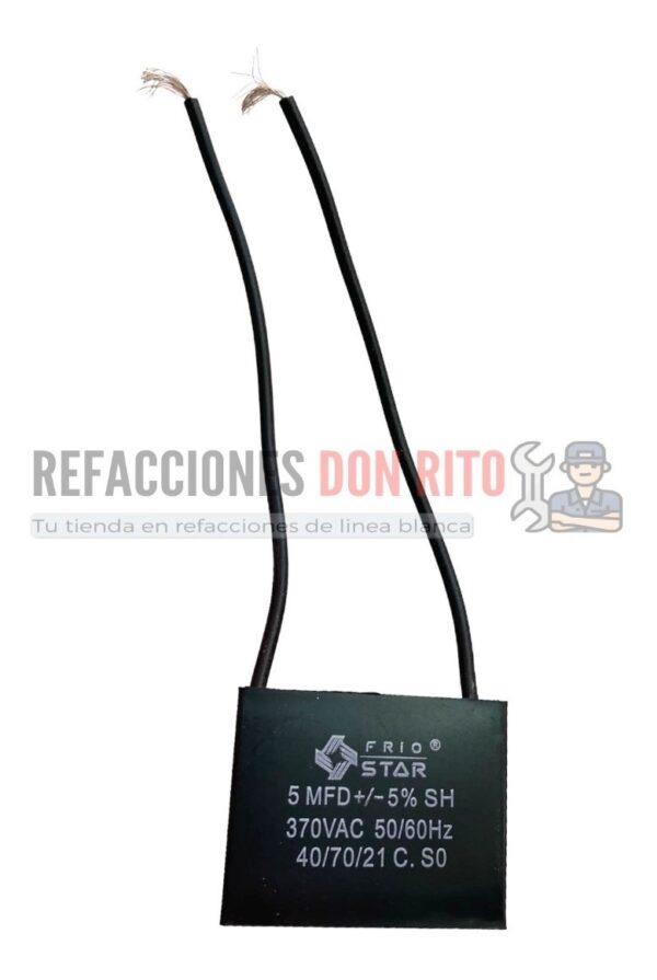 Capacitor Para Ventilador 5 Mfd 370 Vac Dos Cables - Imagen 6