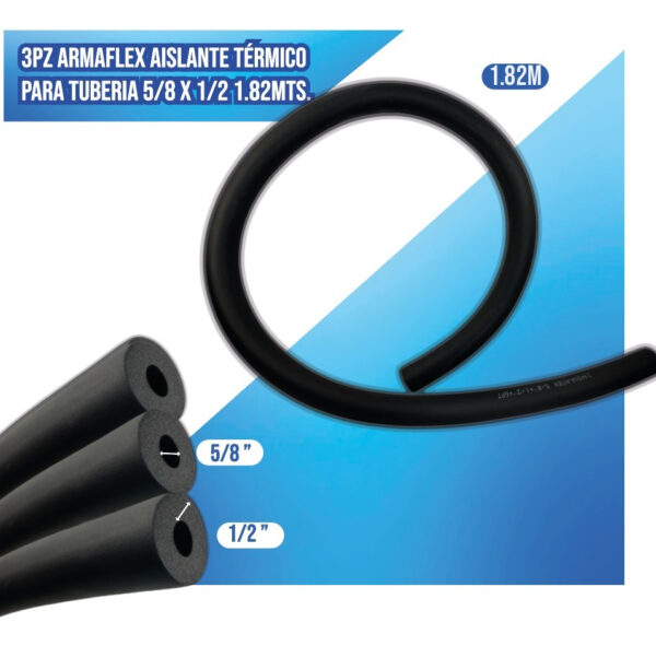 3pz Armaflex Aislante Térmico Para Tubería 5/8 X 1/2 1.82mts - Imagen 4