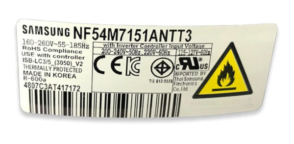 Compresor Para Refrigerador Samsung Nf54m7151antt3 Inverter - Imagen 9