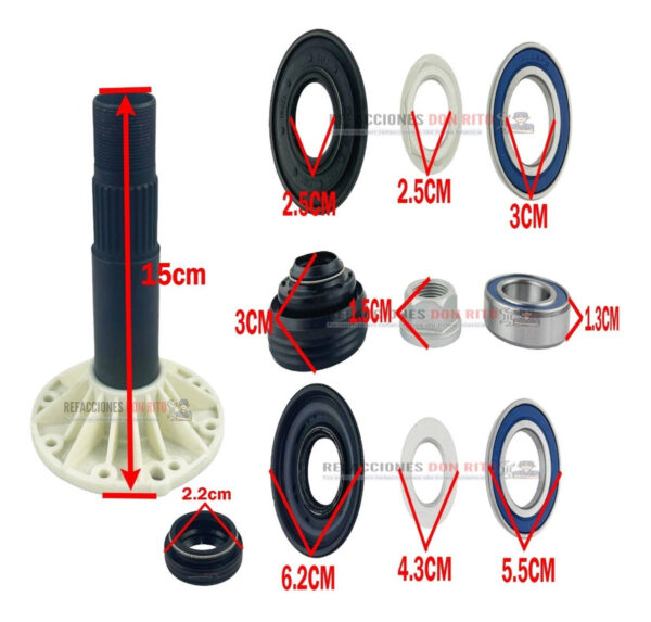 Kit Reparación Poste Lavadora Mabe Kraken Aqua Saver Green - Imagen 9