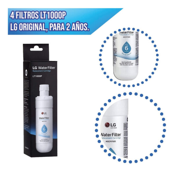 4 Filtros Lt1000p LG Original, Para 2 Años. - Imagen 5